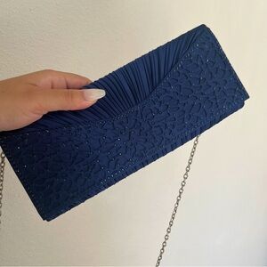 LAST CHANCE 🍀3/$20🍀 Vintage Navy Sparkle Ruched Evening Purse